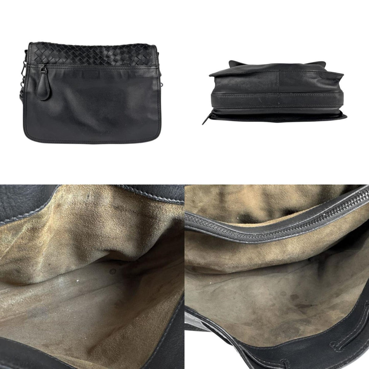 Bottega Veneta Shoulder Bag Intrecciato Leather Black