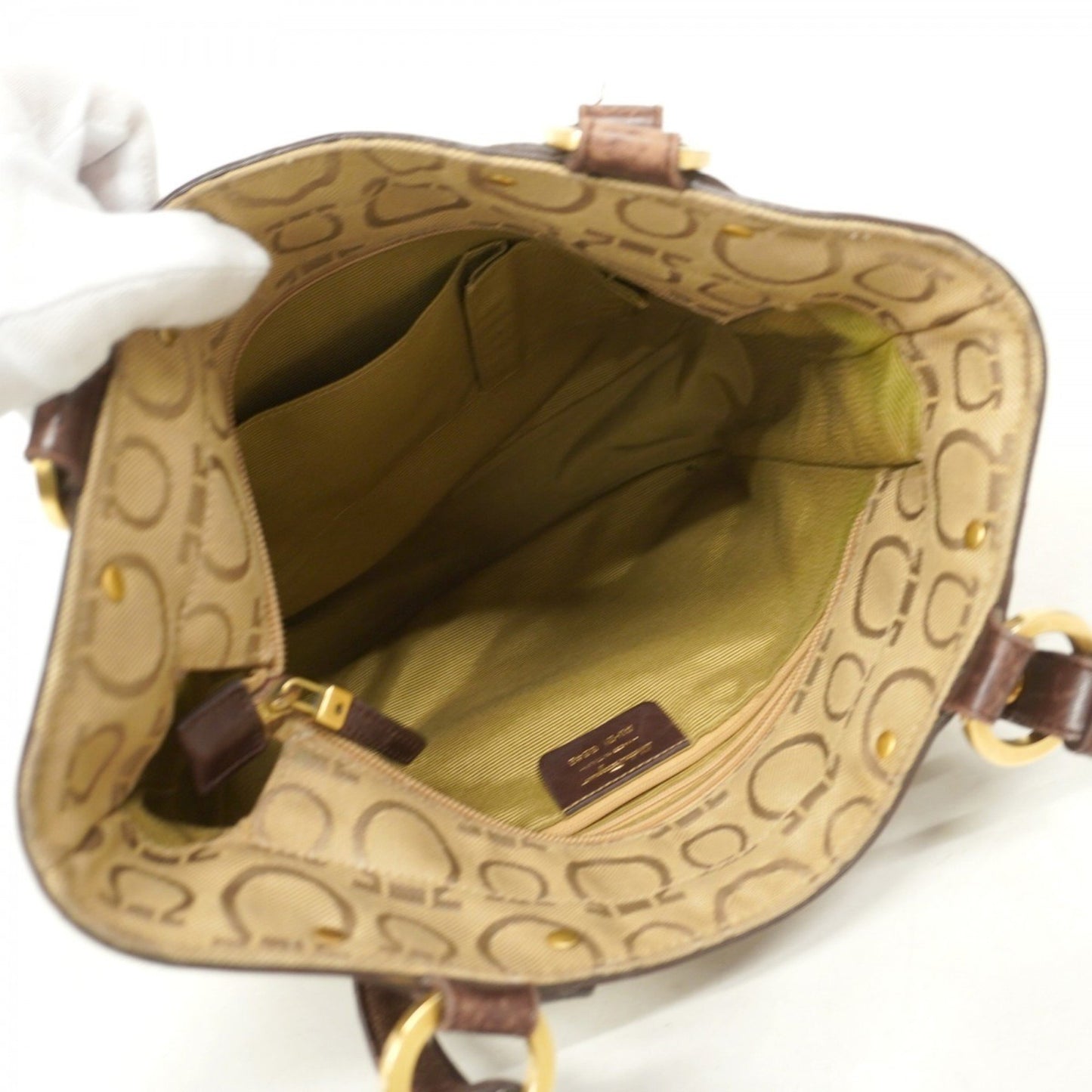Salvatore Ferragamo Gancini Tote Bag In Beige And Brown