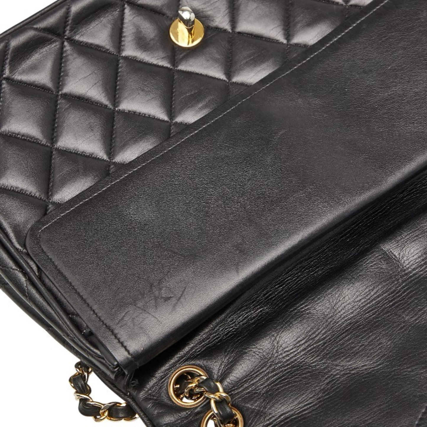 Chanel Matelasse Coco Mark Chain Shoulder Bag Handbag Black Lambskin