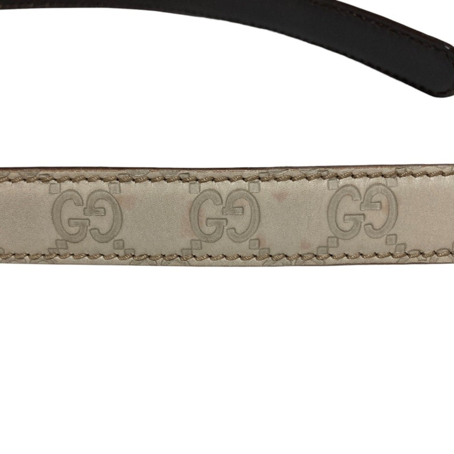 Gucci Gucci Shima Gg Pattern Top Leather Belt 146439 White