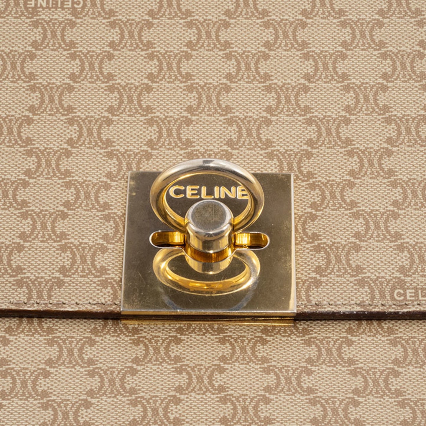 Celine Old Macadam Handbag Pvc Beige