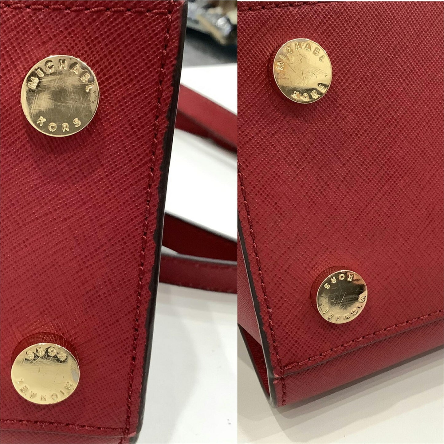 Michael Kors Michael Kors Red Bag Leather Studs Hand Shoulder Ja-23952
