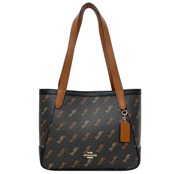 Coach Tote Bag Black Brown Red Horse