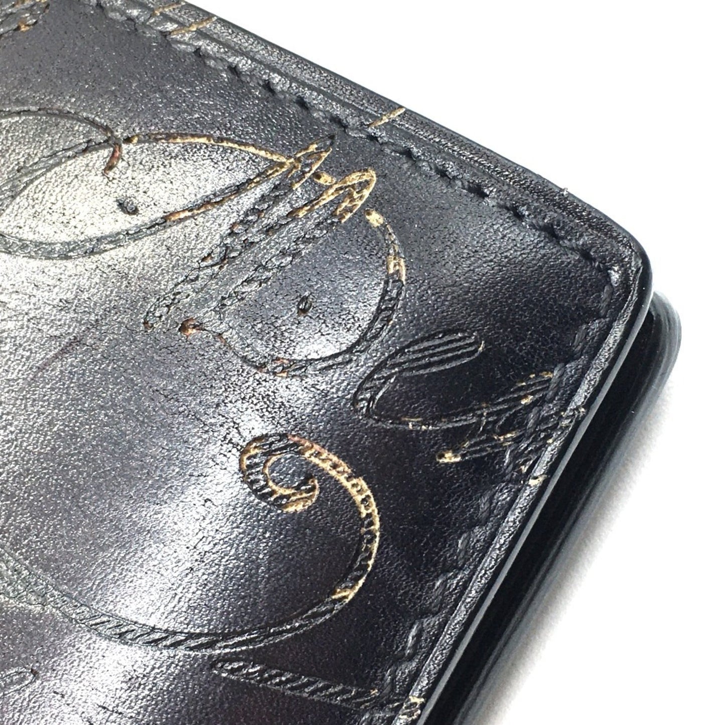 Berlutti Calligraphy Long Wallet Leather Accessory Long Wallet Folded Wallet Purple Dark Purple