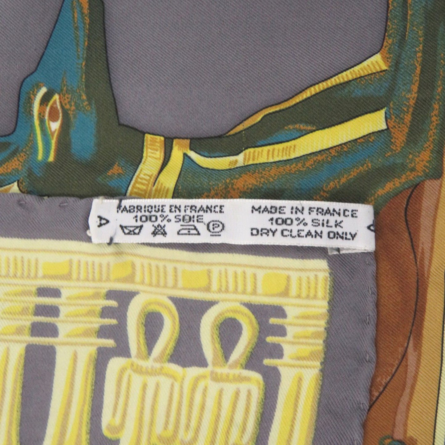 Hermes Carr 90 Tutankhamun Silk Gray Scarf Muffler 0123 Hermes