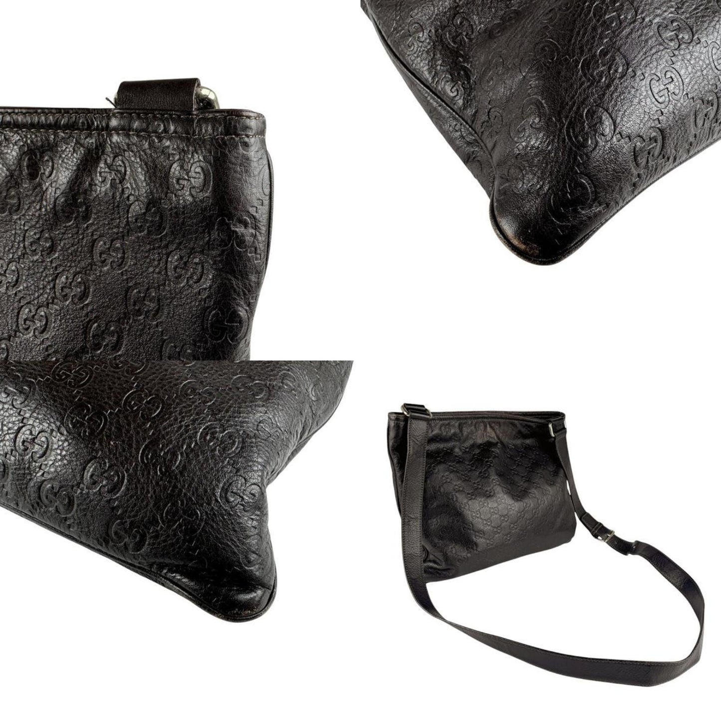 Gucci Shoulder Bag Leather Dark Brown