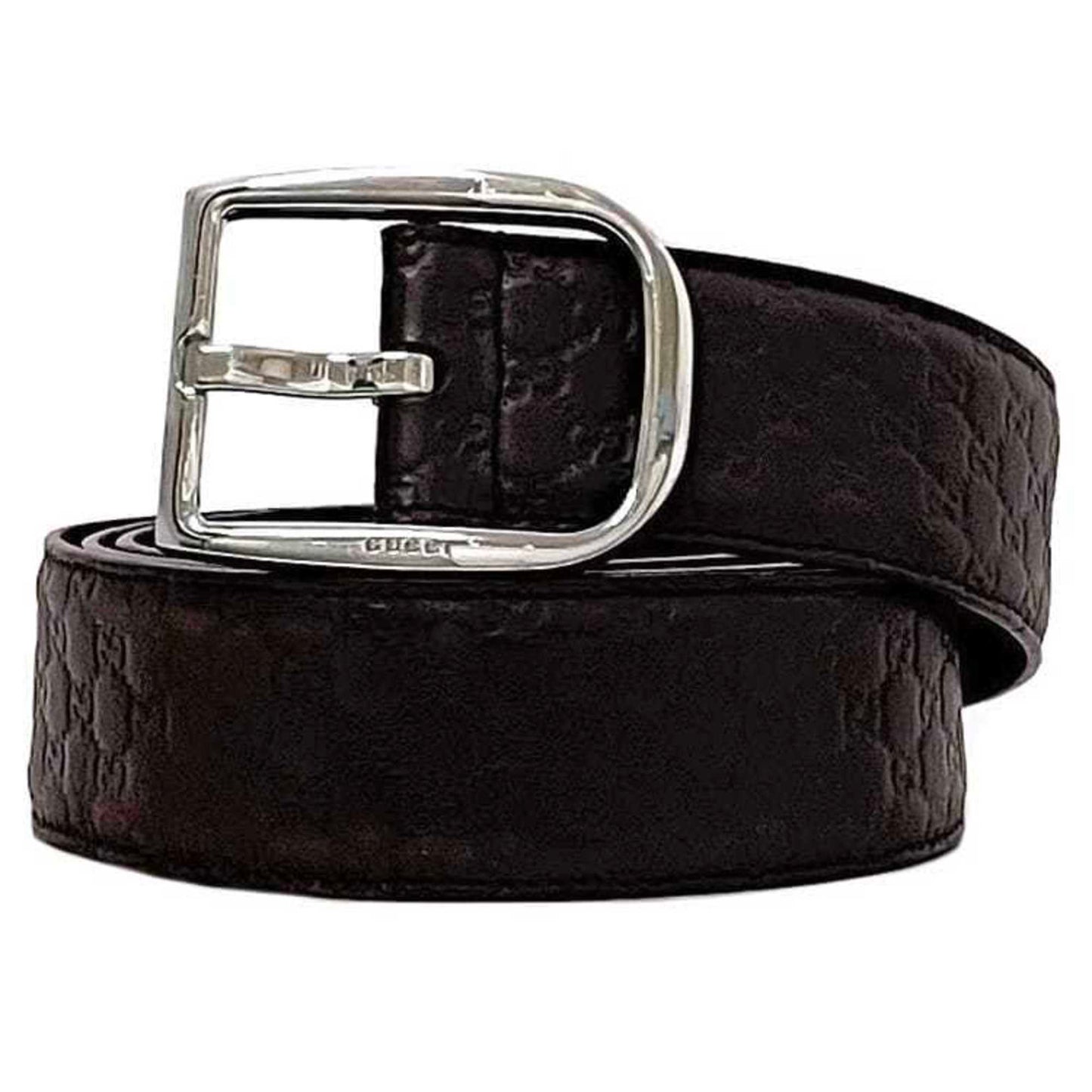 Gucci Belt Ec-23096 Brown Micro Stripe 449716 103Cm Leather 214351 Gucci Gg Buckle Line Wide