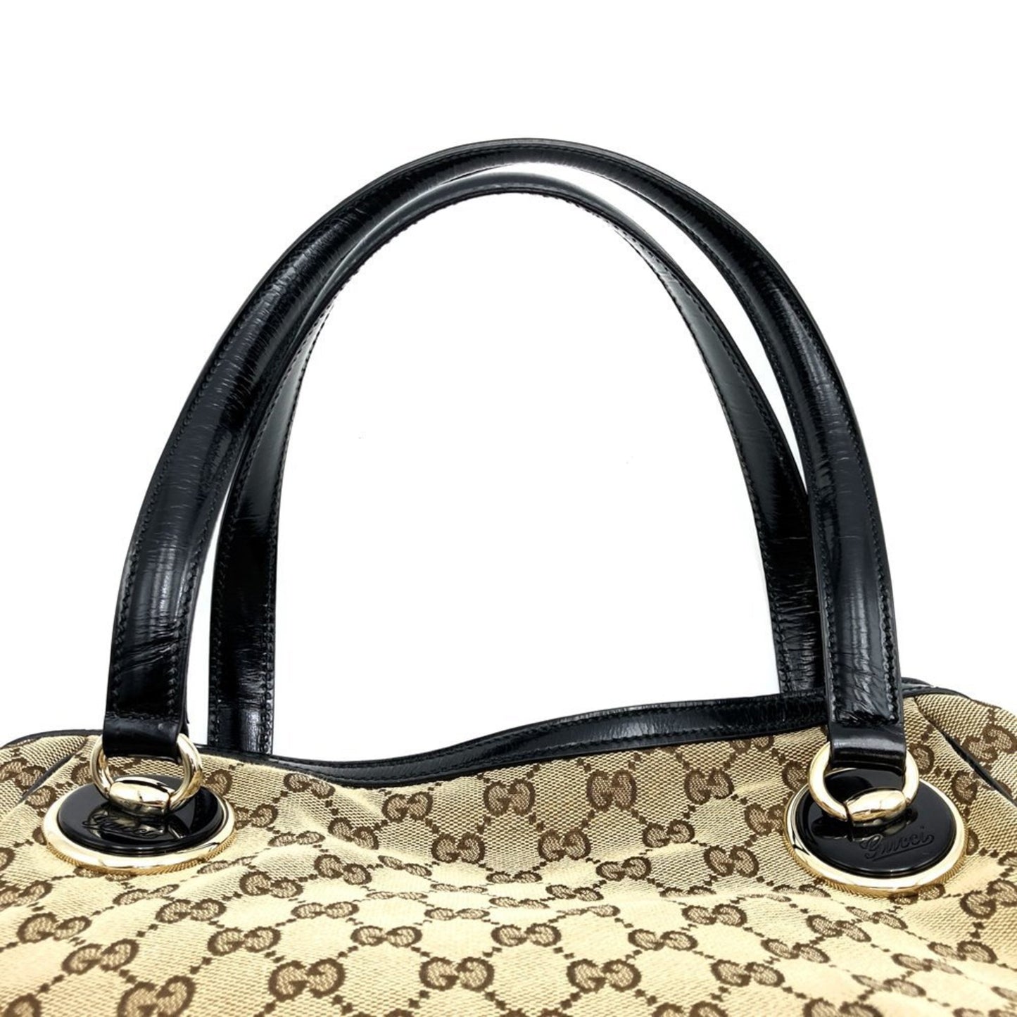 Gucci 203528 Tote Bag Shoulder Gg Canvas Beige X Black