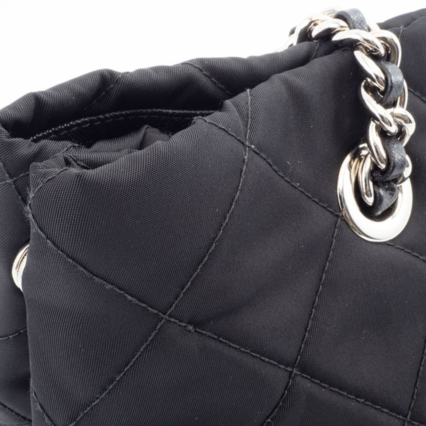 Prada Quilted Chain Tote Bag 1Bg740 Nylon | Leather Black
