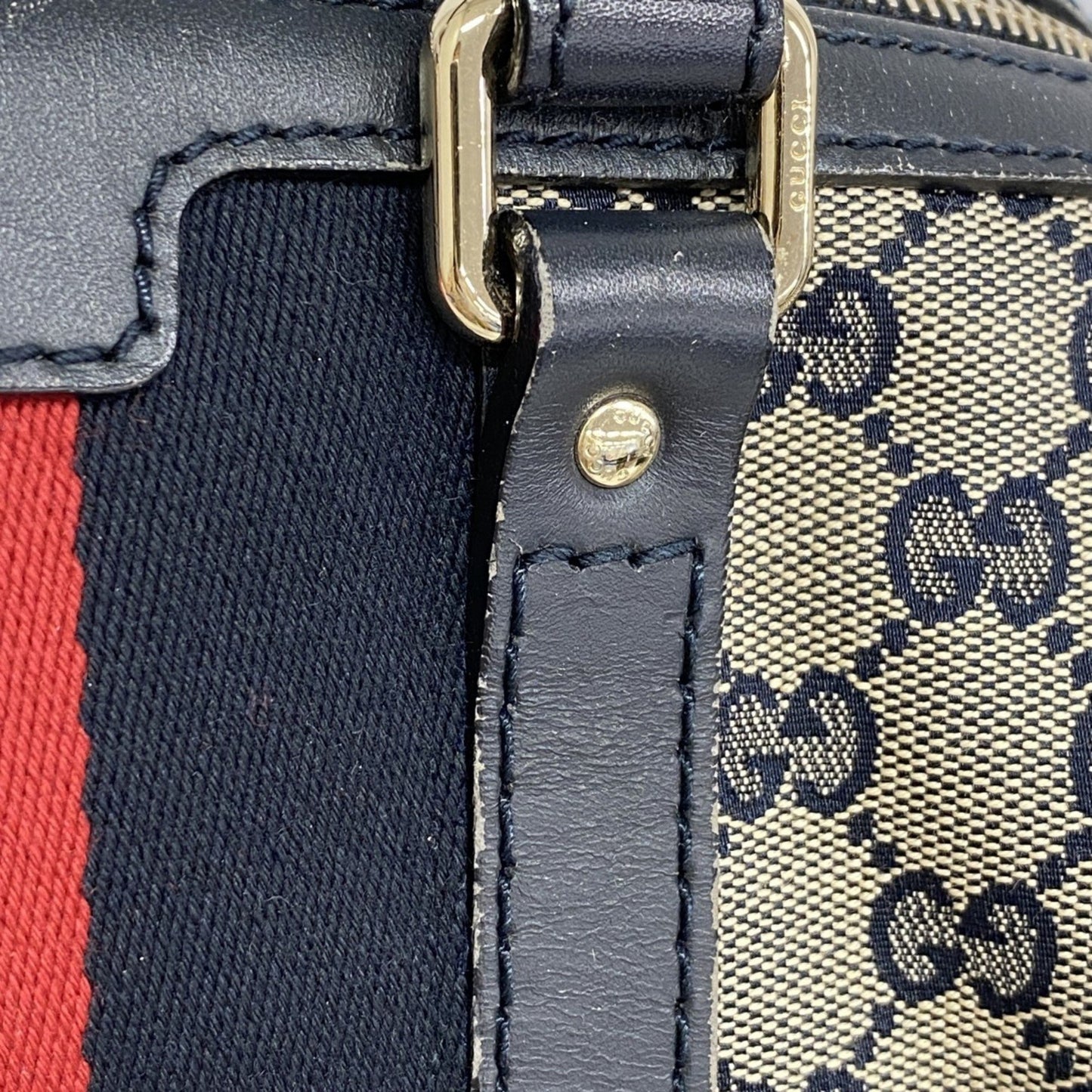 Gucci Gg Canvas Sherry Line Handbag 269876 Navy