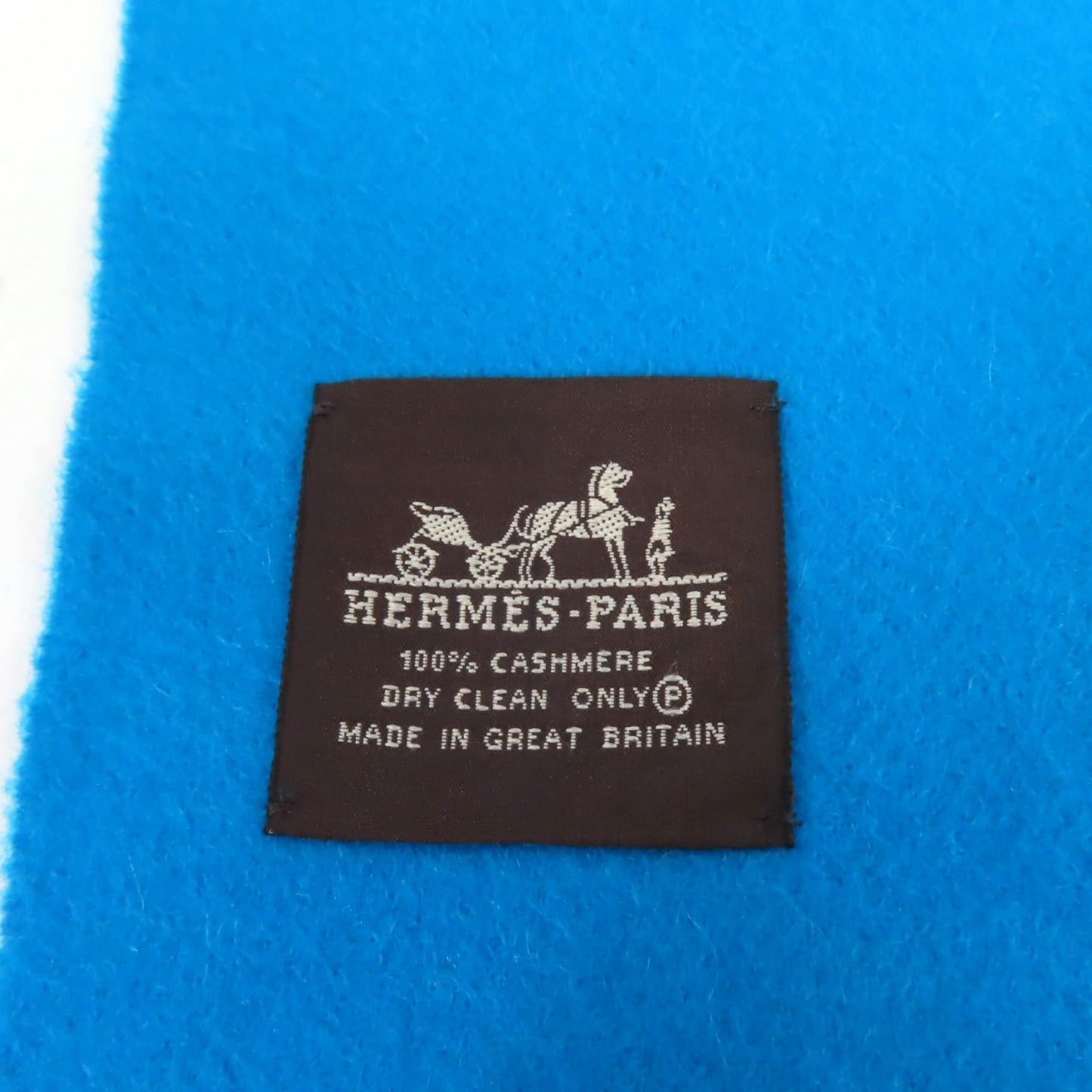 Hermes 100% Cashmere Large Stole/Shawl/Scarf With Embroidered Logo And Fringe