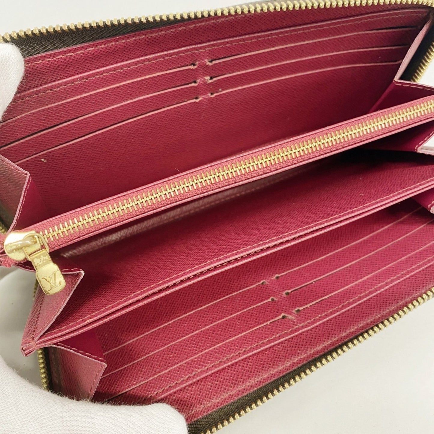 Louis Vuitton Monogram Zippy Wallet M41895 Brown Fuchsia