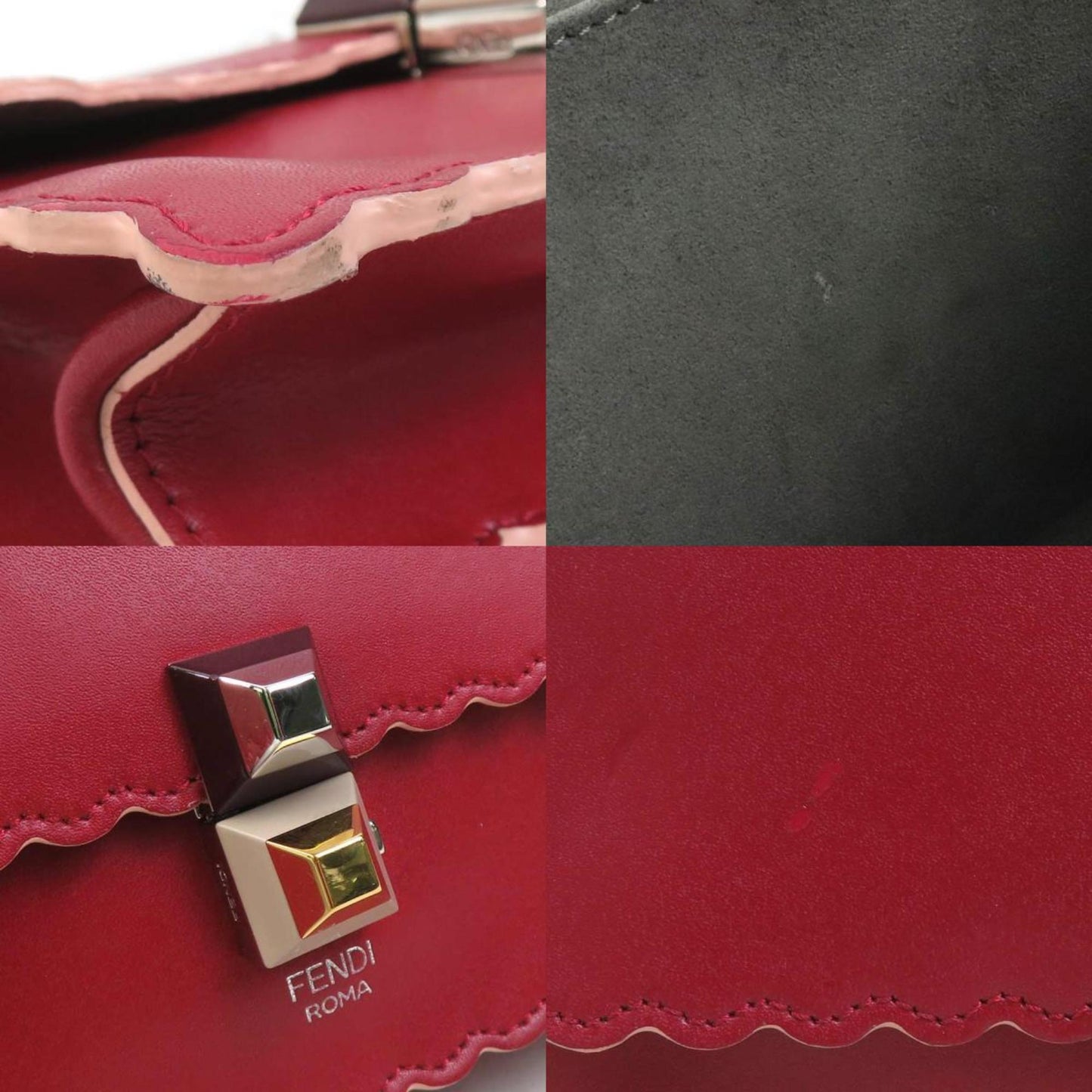 Fendi Canai Mini Shoulder Bag In Red Leather