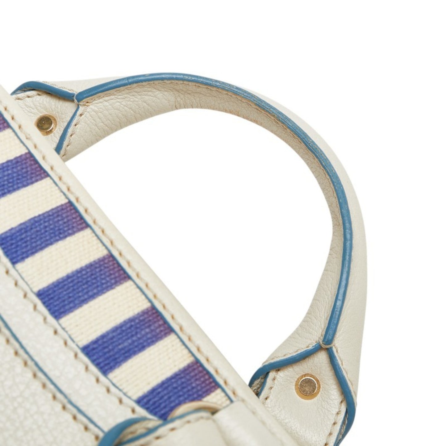 Celine Boogie Bag Striped Handbag Blue White Canvas Leather