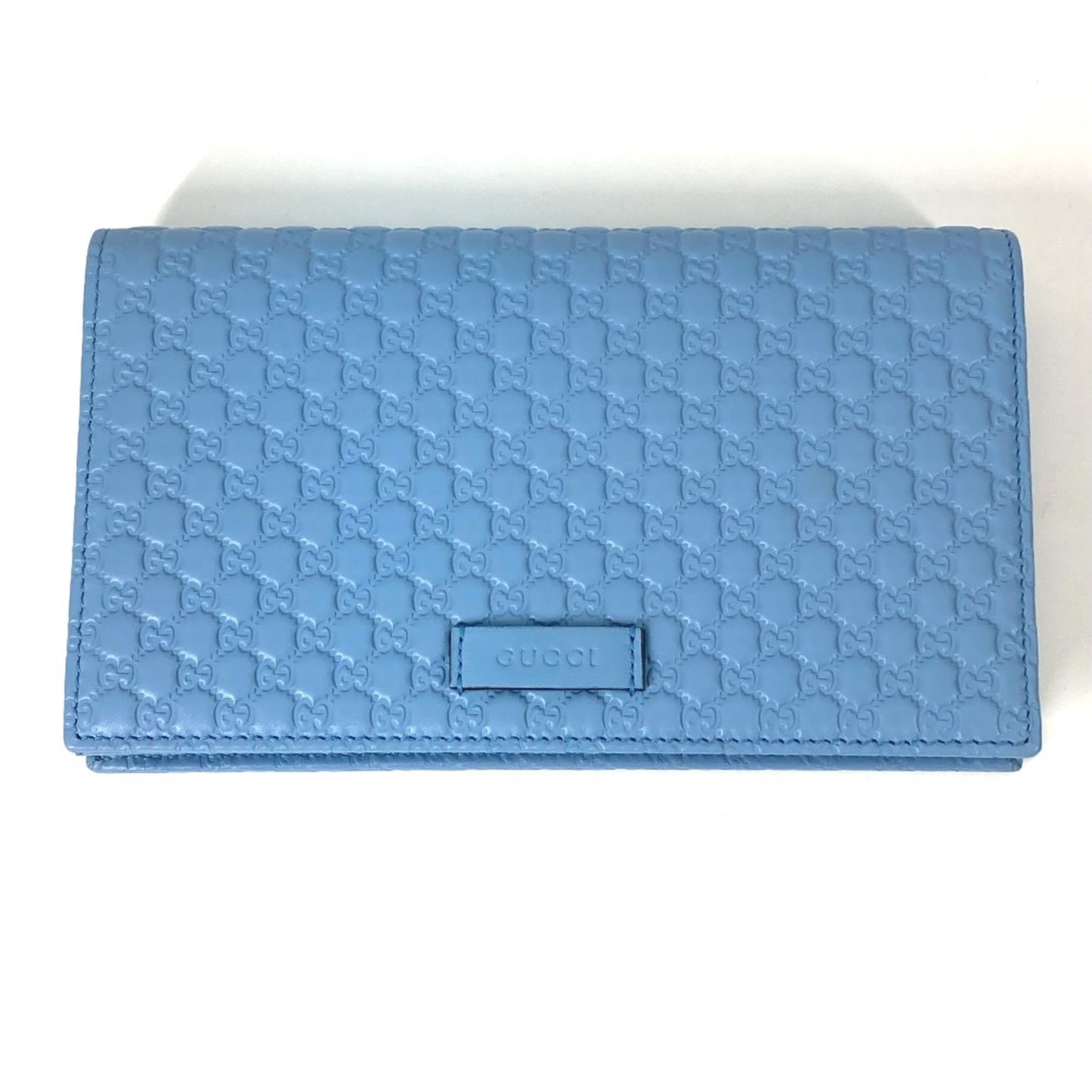 Gucci 466507 Micro Guccissima Bifold Long Wallet Crossbody Bag 3Way Shoulder Bag Blue