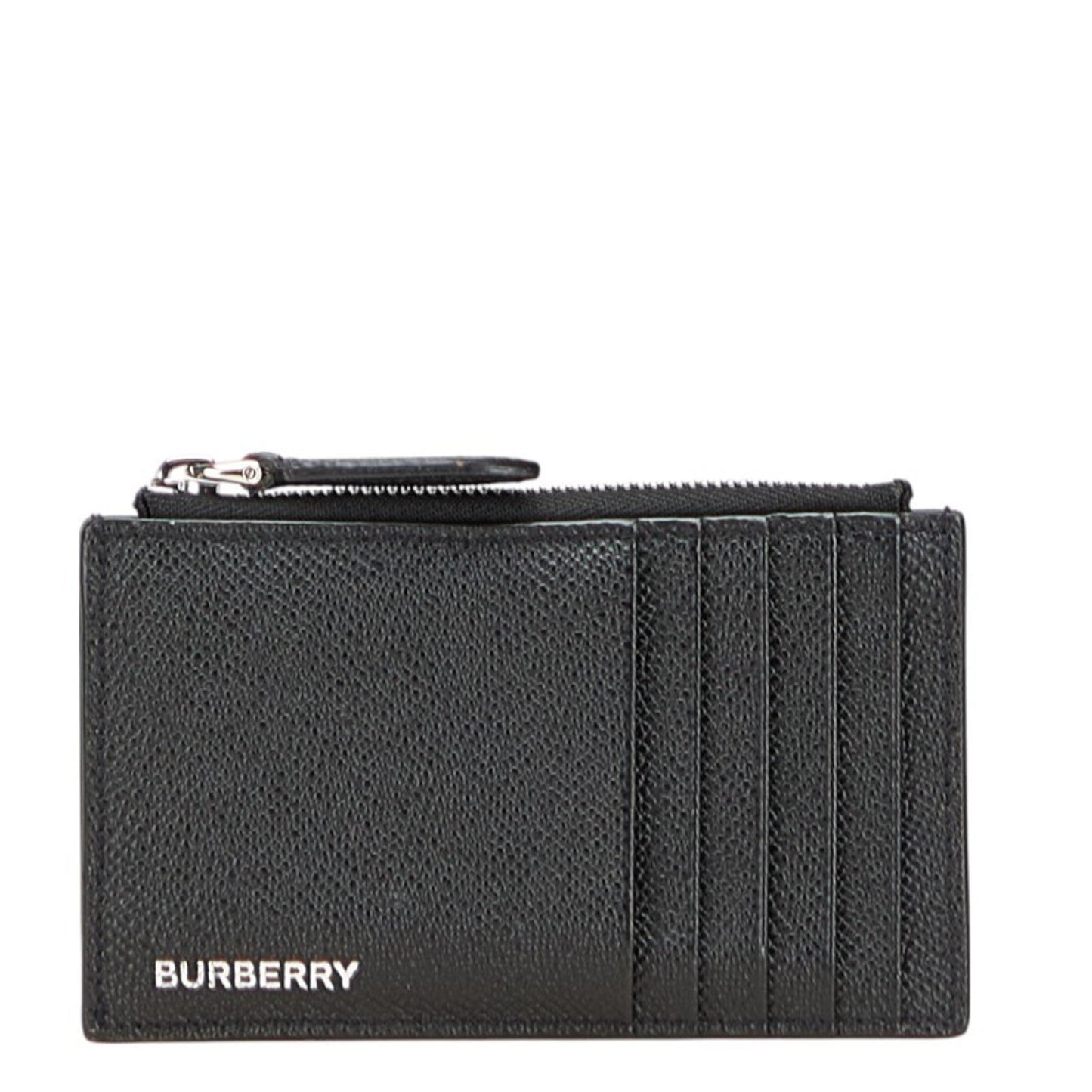 Burberry Logo Fragment Case Card Black Leather
