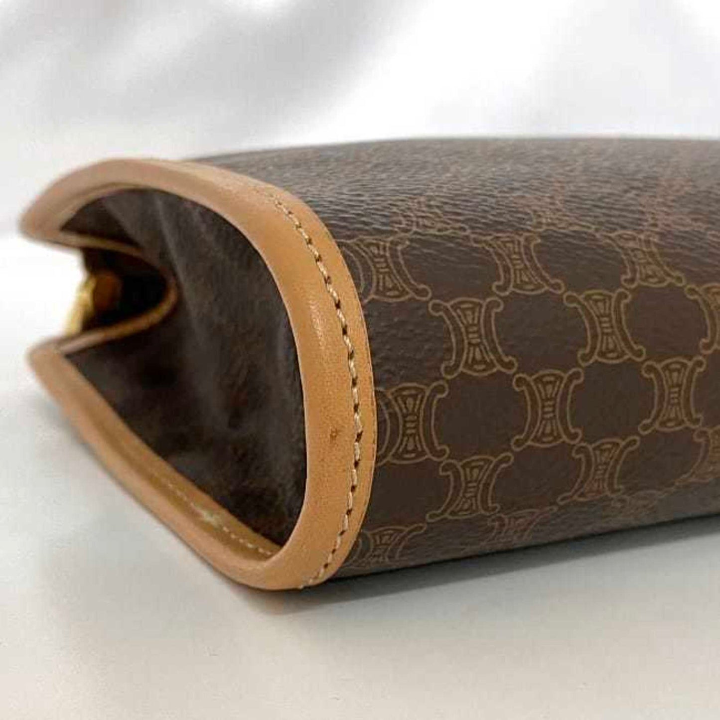 Celine Clutch Bag F-21553 Brown Beige Macadam Pouch Second Pvc Leather M16/2 Celine