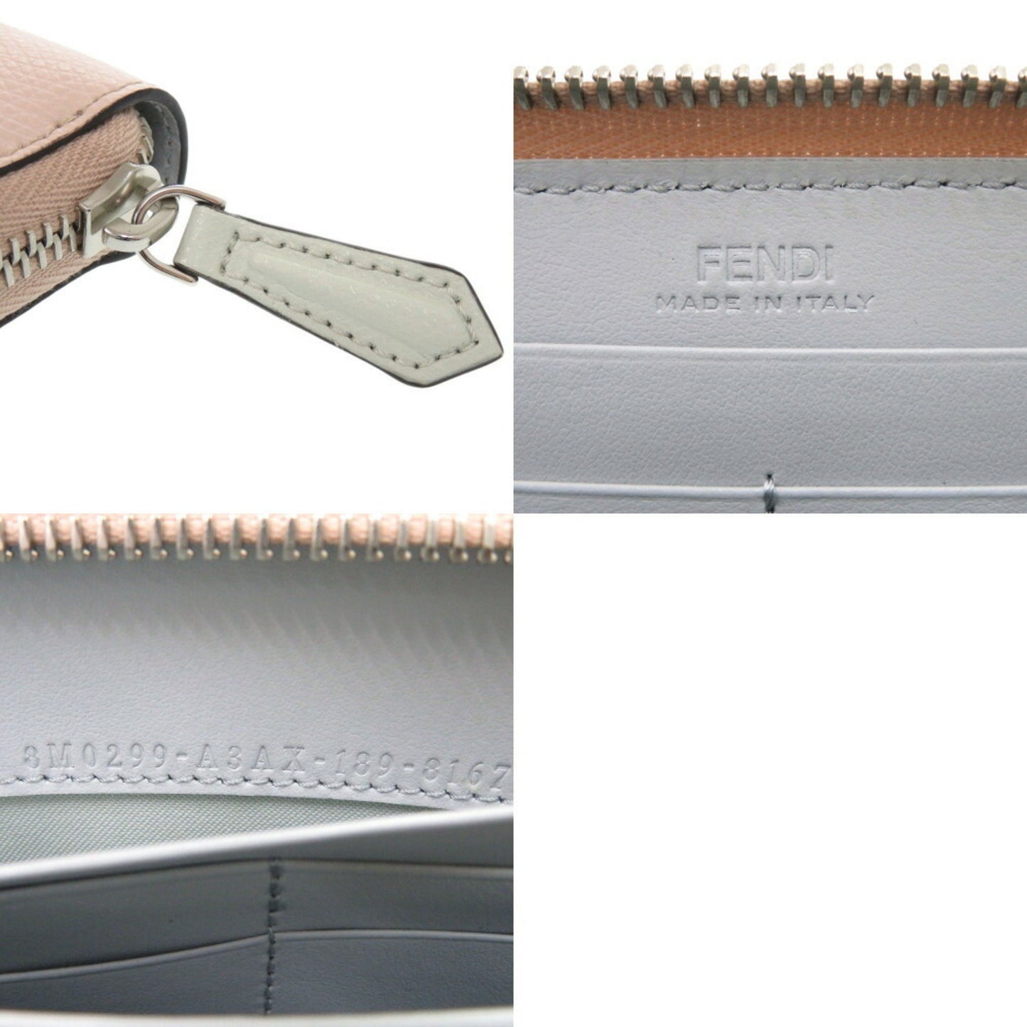 Unused Fendi Bugs Monster 8M0299 Leather Light Pink Long Wallet 0335Fendi
