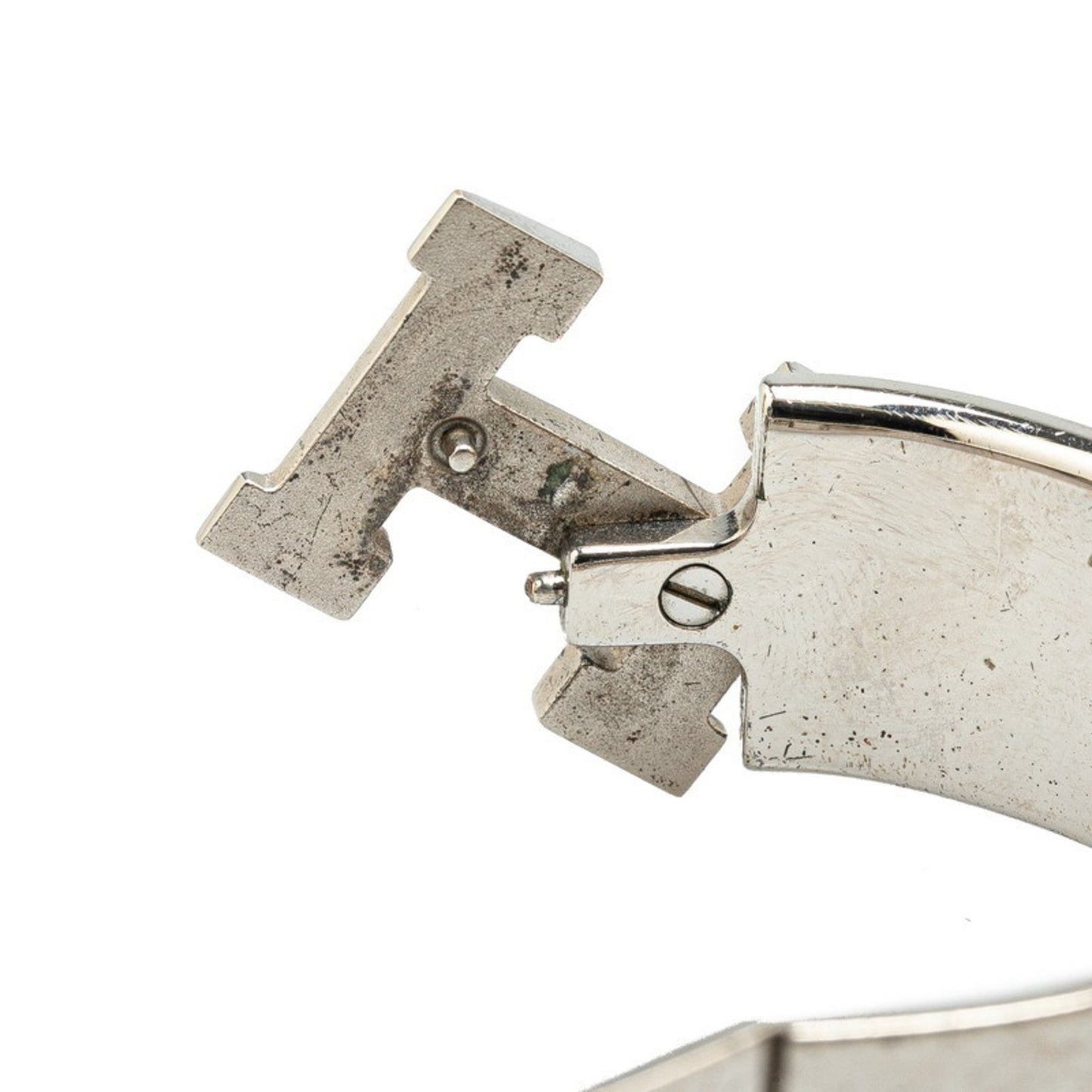 Hermes Click-Clack H Gm Bangle Orange Silver Metal