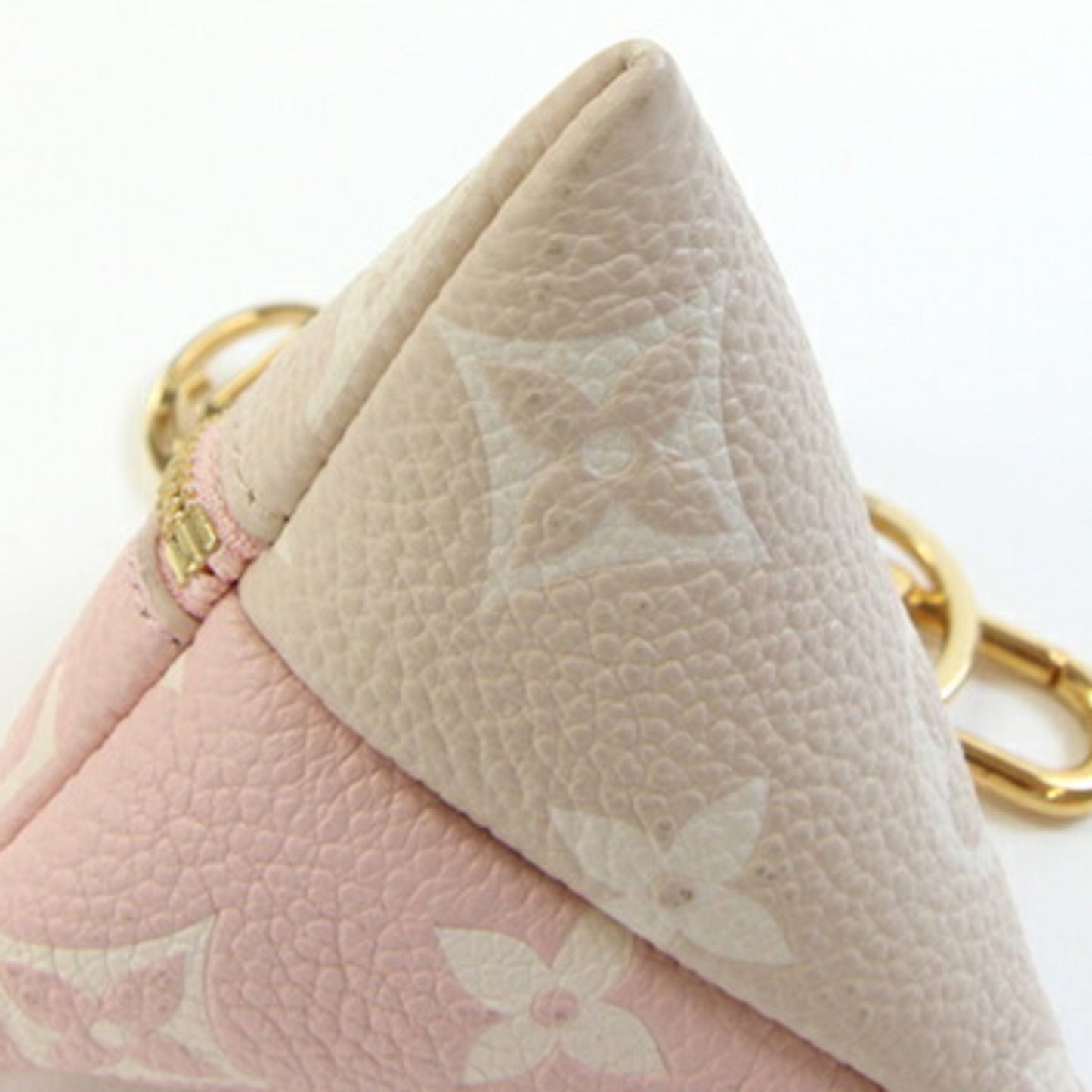 Louis Vuitton Monogram Empreinte Berlingo Bag Charm M00669 Pink/Beige Mini Pouch Triangle Keychain