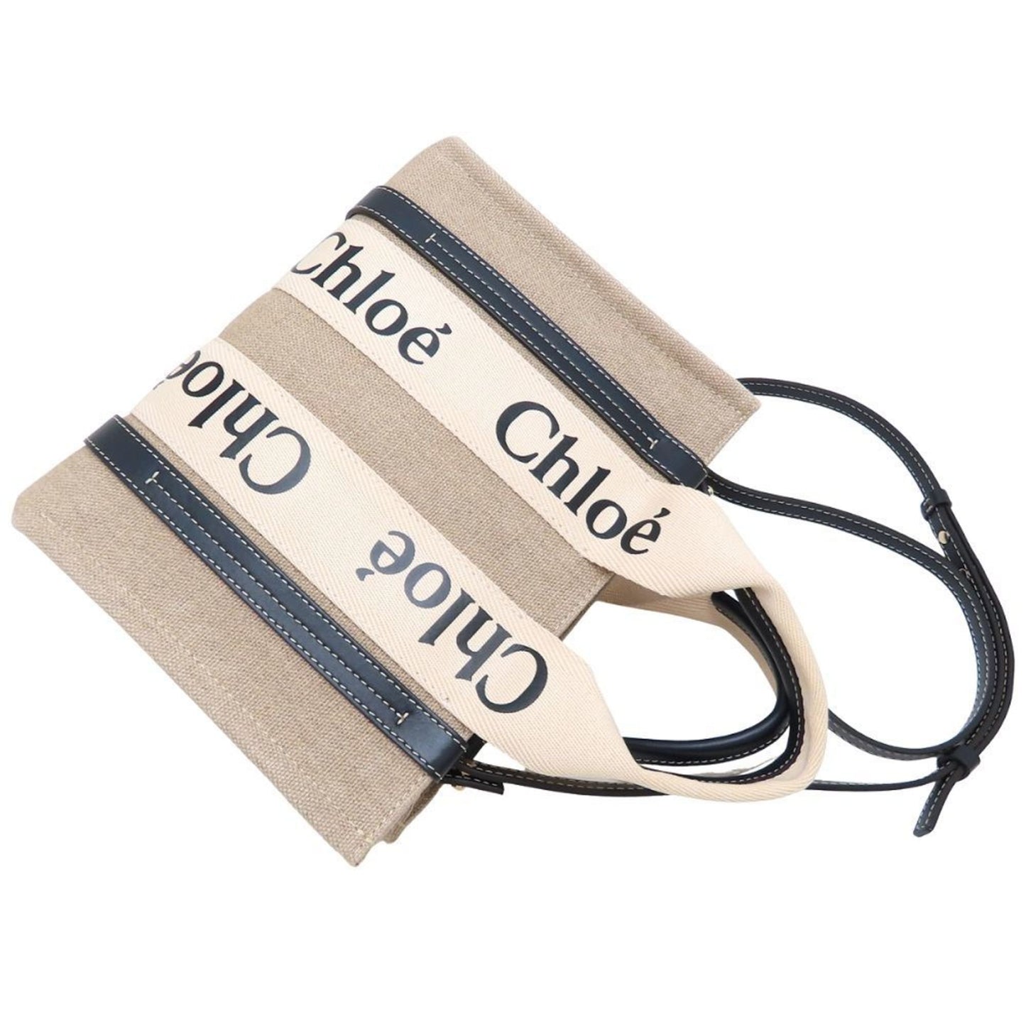 Chlo Chloe Woody Small Tote (Chc22As397I2691J) Handbag In Linen And Calfskin