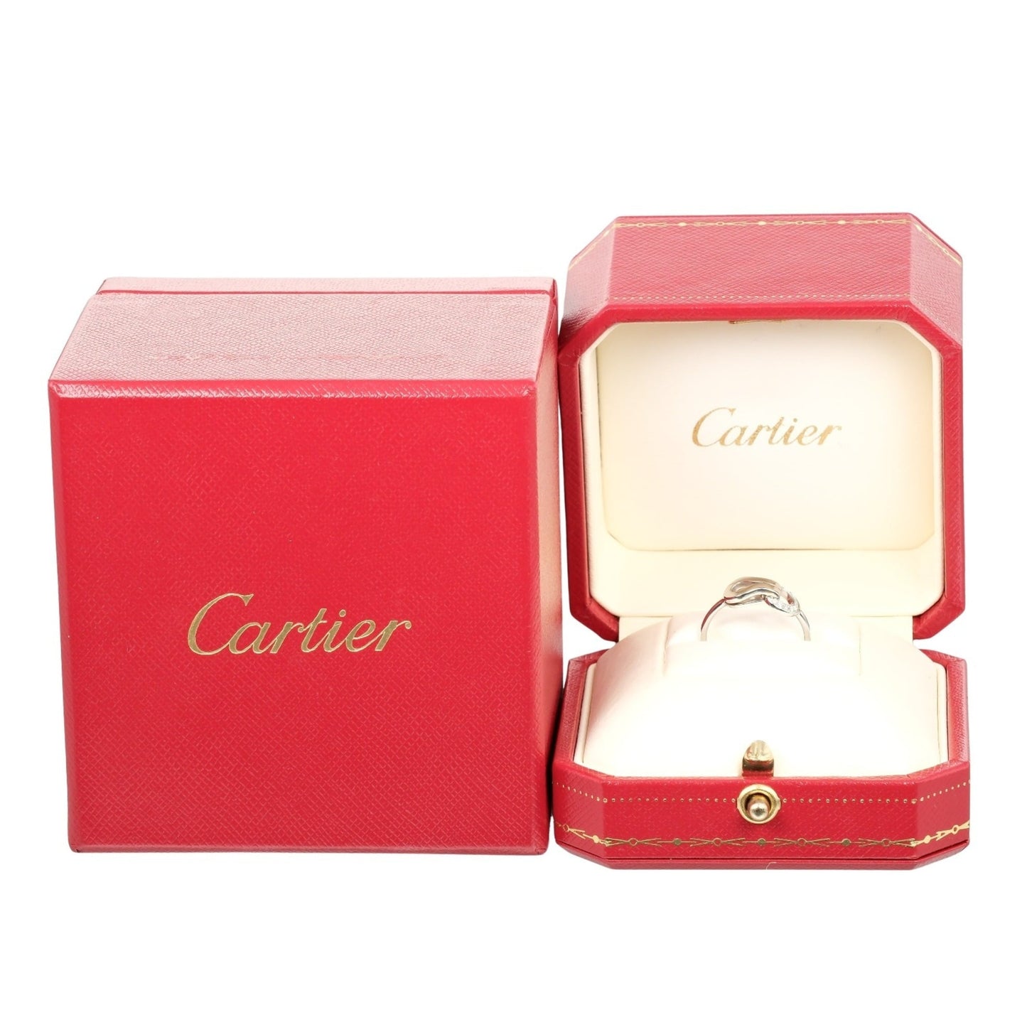 Cartier Agraffe Size 9 Ring In 18K White Gold With Diamonds