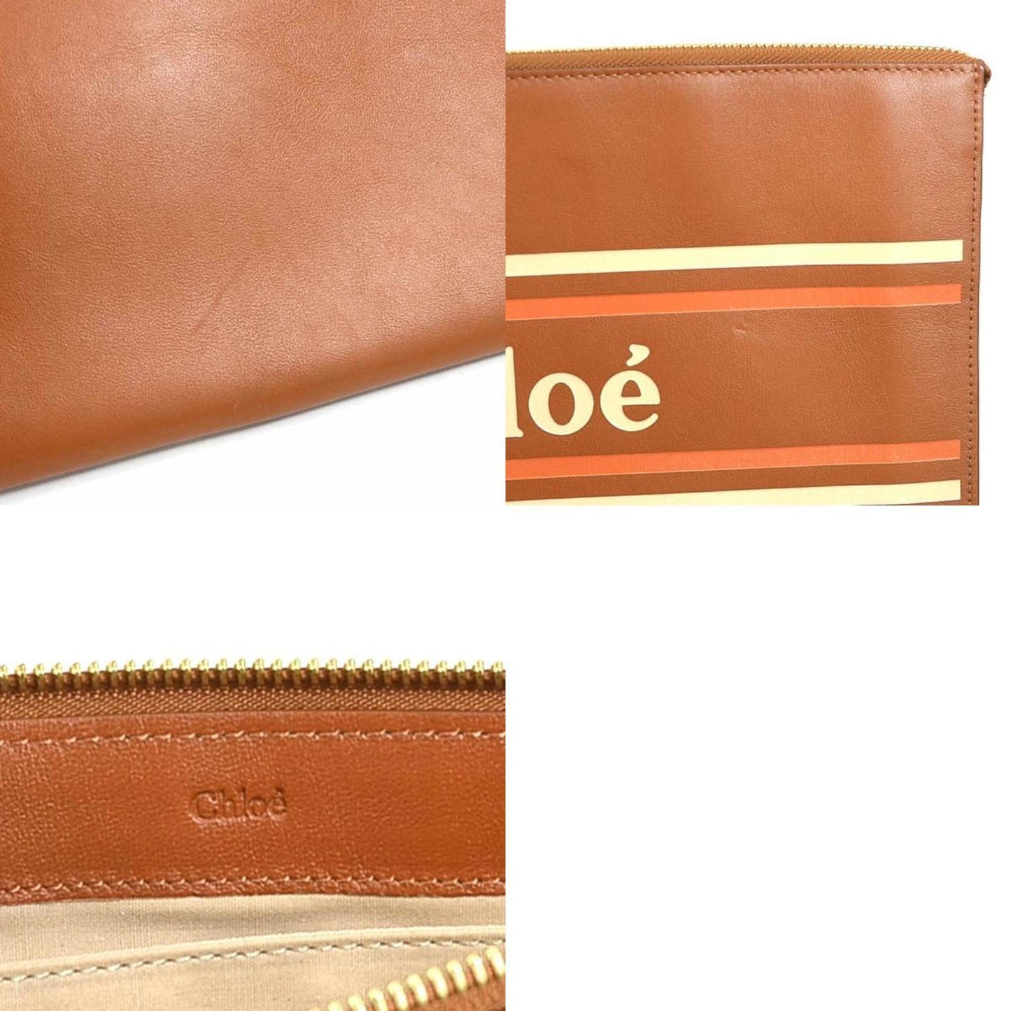 Chlo Chloe Clutch Bag Leather Brown