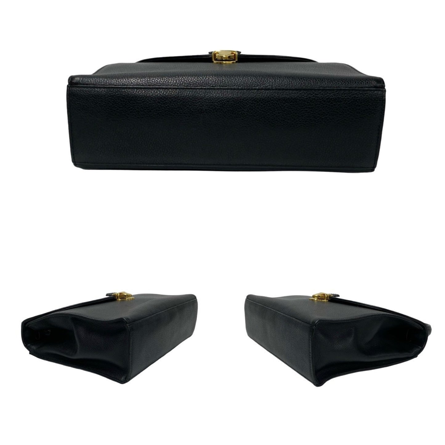 Yves Saint Laurent Logo Hardware Leather 2-Way Shoulder Bag/Handbag Black 31064