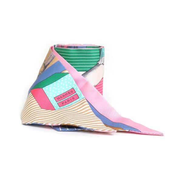Hermes Scarf Muffler Twilly Silk Blue/Multicolor