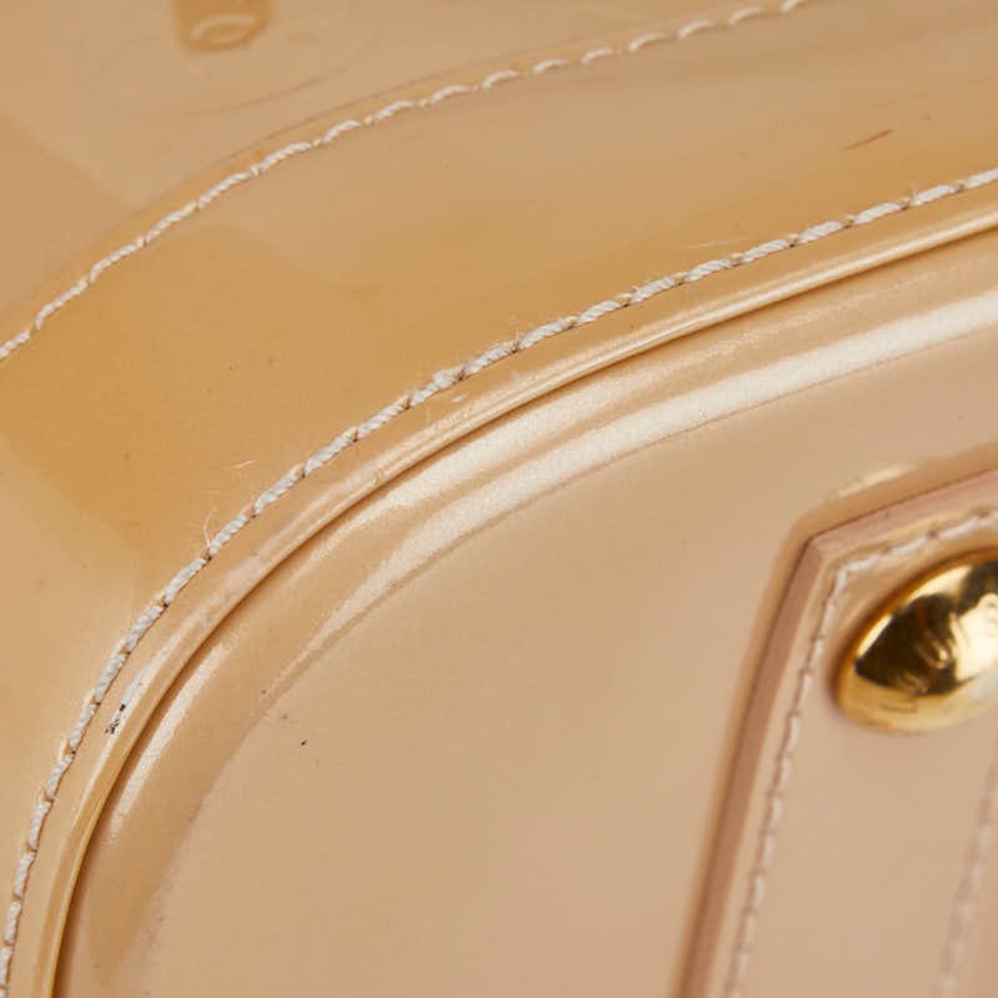 Louis Vuitton Monogram Vernis Alma Pm Handbag M91751 Beige Poodle Patent Leather