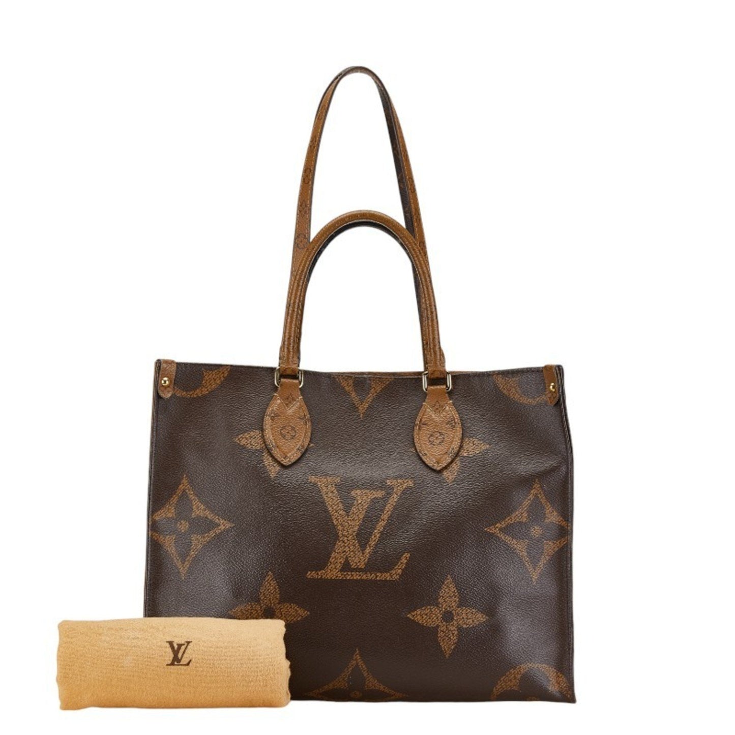 Louis Vuitton Monogram Giant Reverse On The Go Mm Handbag Shoulder Bag M45321 Brown Pvc Leather