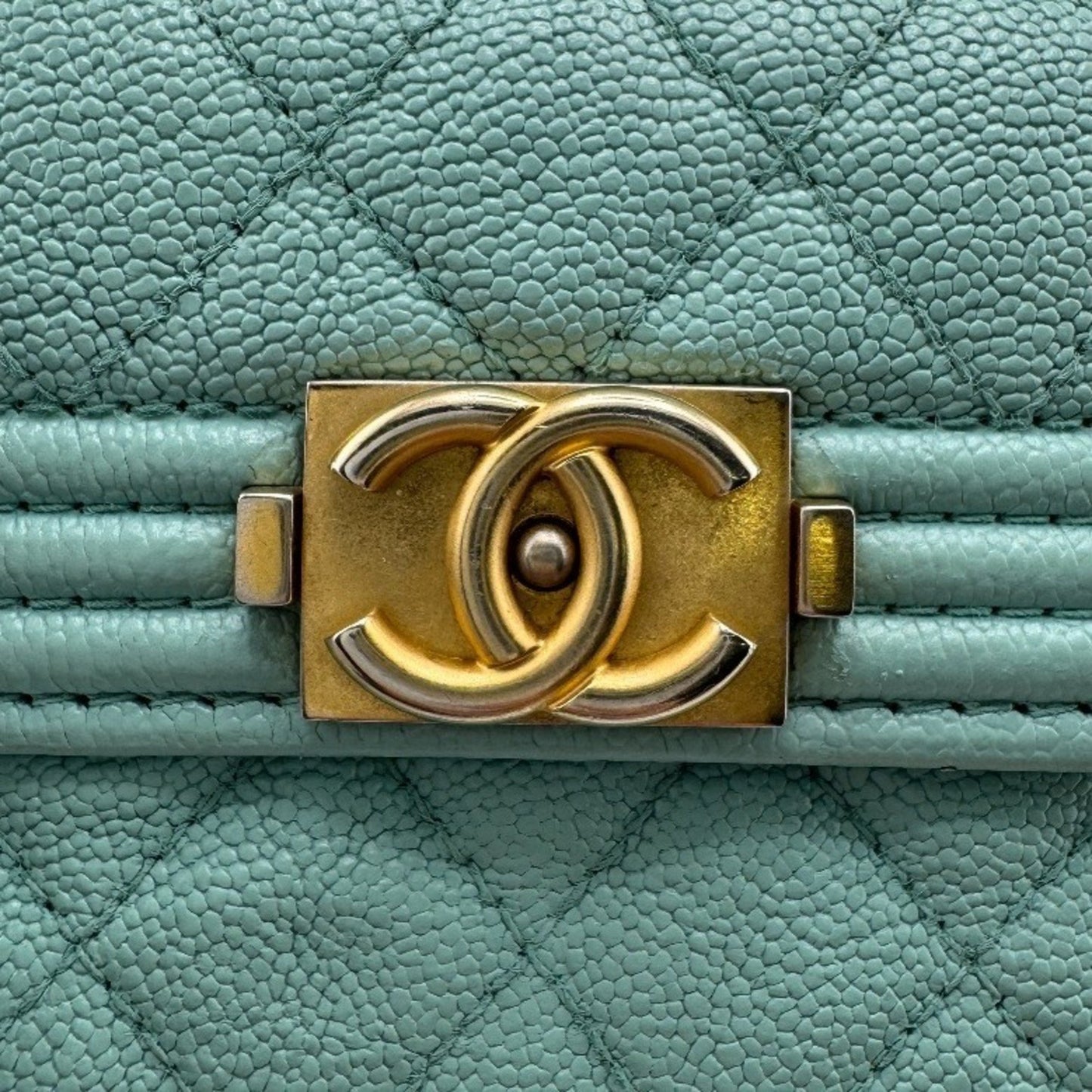 Chanel Boy Chanel Mint Tri-Fold Wallet Blue
