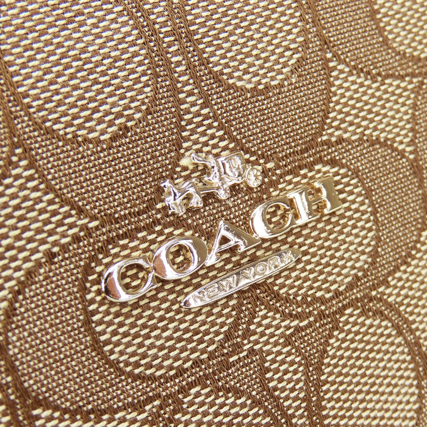 Coach Tote Bag 36466 Signature Canvas Leather Dark Brown