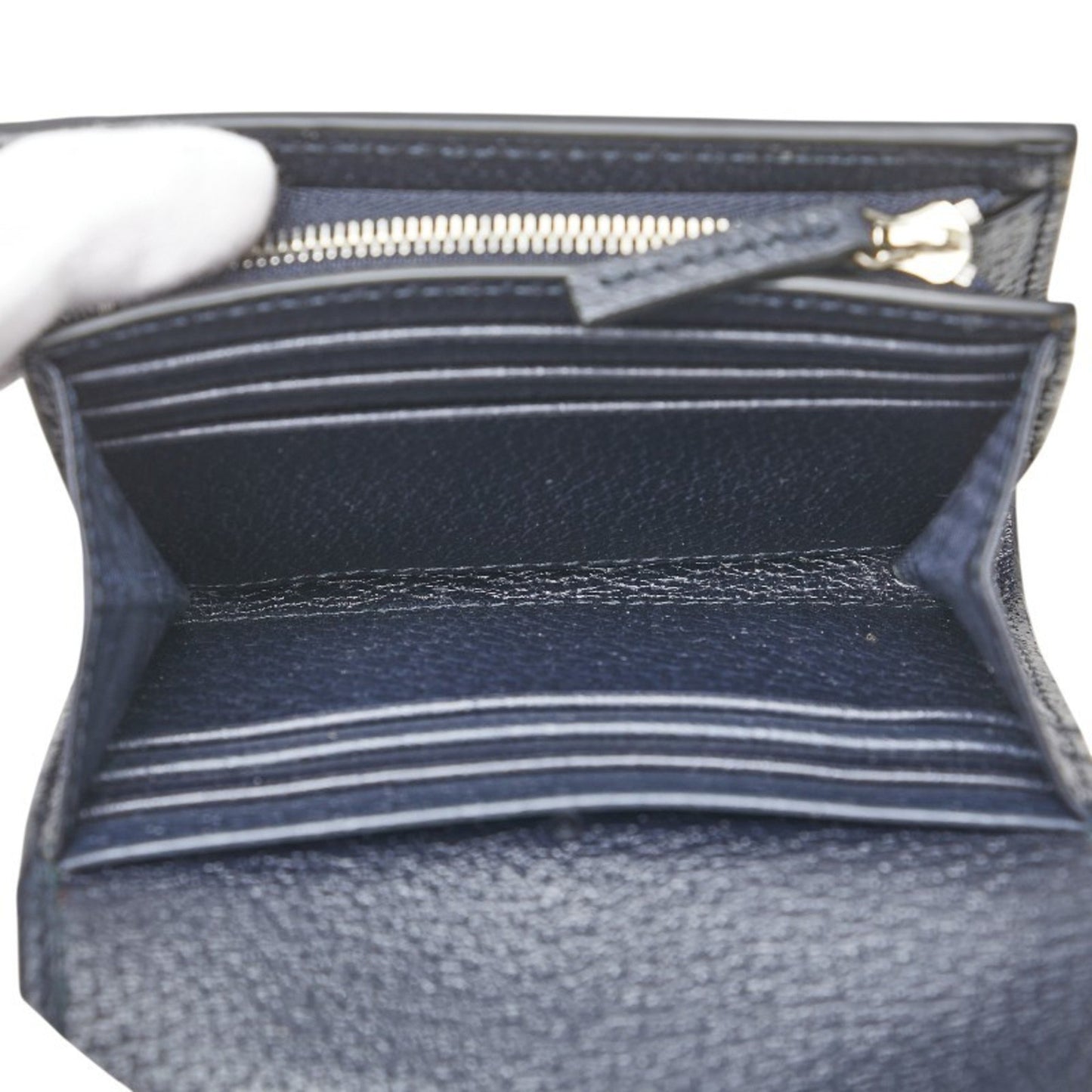 Gucci Gg Supreme Ophidia Bifold Wallet In Navy Leather
