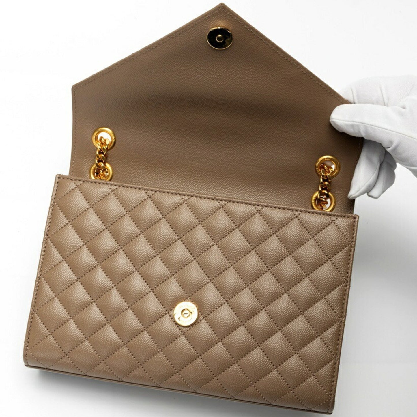 Saint Laurent Saint Laurent Envelope Medium Chain Shoulder Bag 600185 Grain De Poudre Quilted
