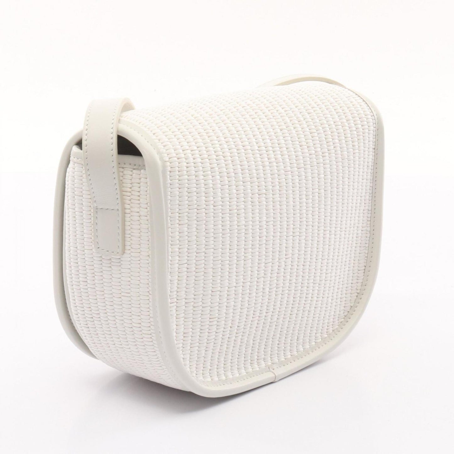 Celine Folco Cuir Triomphe Shoulder Bag Leather Straw