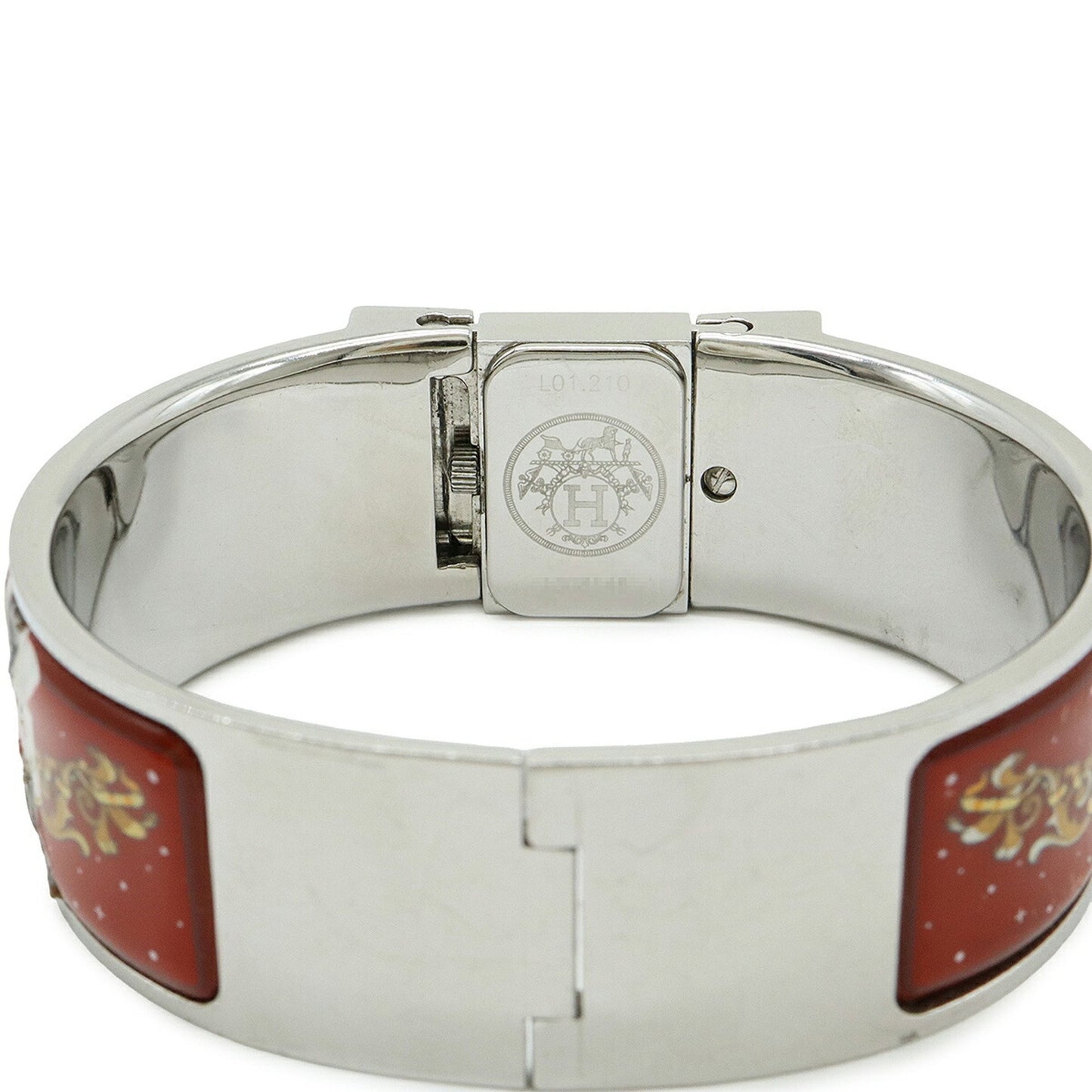 Hermes Loc Silver Dial Bangle Gp Enamel