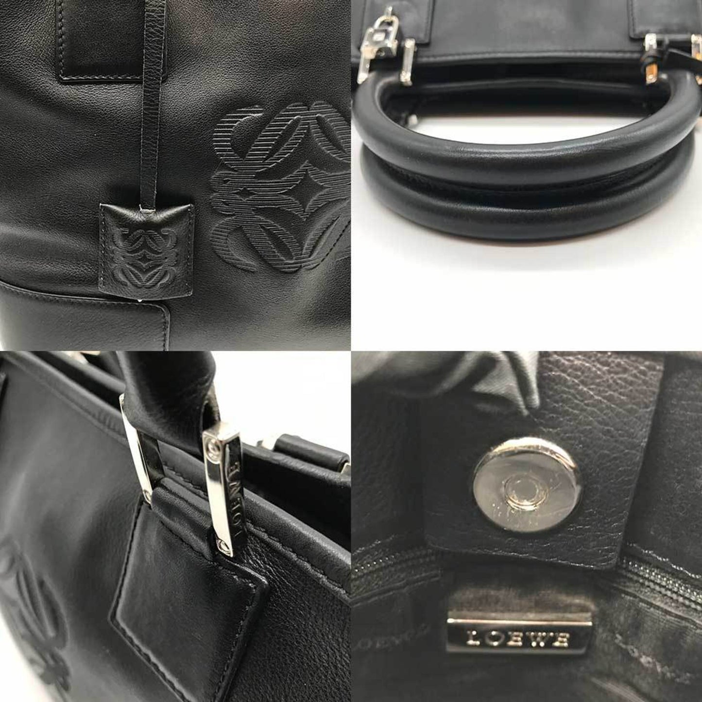 Loewe Fustat Tote Black Leather Bag Crochette