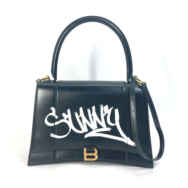 Balenciaga 592823 Hourglass Sunny Logo 2-Way Shoulder/Handbag Leather