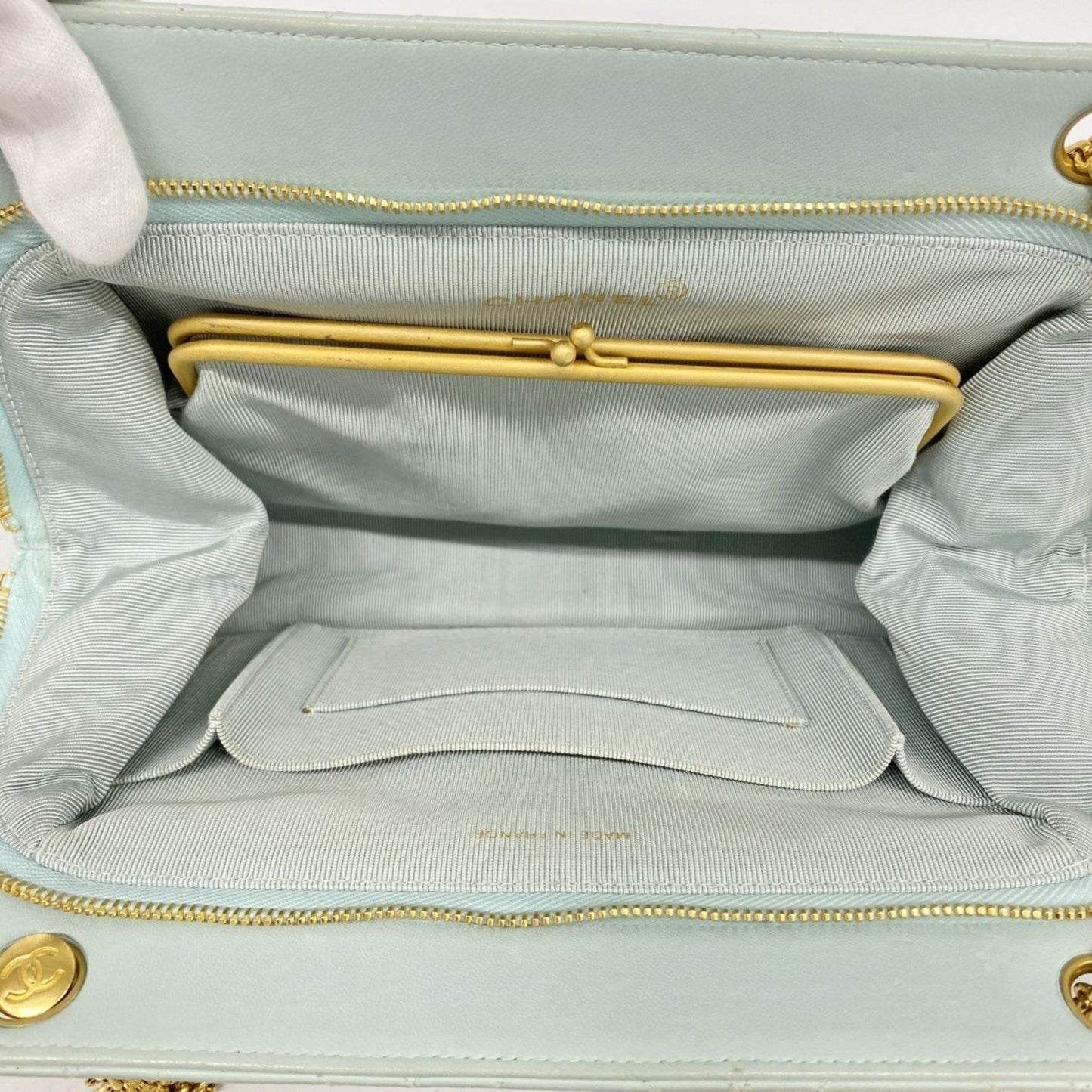 Chanel Shoulder Bag Chain Lambskin Mint Green