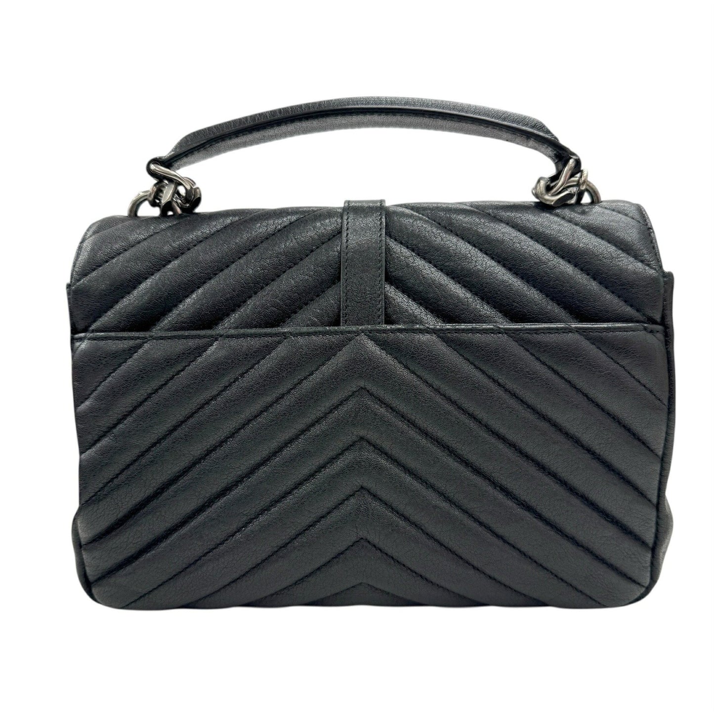 Saint Laurent Ysl College 600279 Chain Shoulder Bag In Black Leather