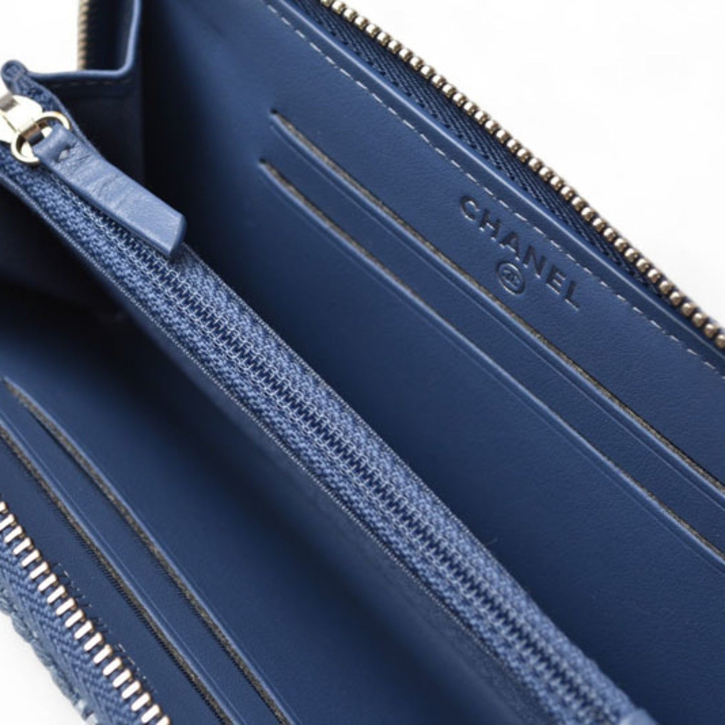 Chanel Wallet Bi-Fold Chanel A81973 Coco Mark Deauville Blue Tweed