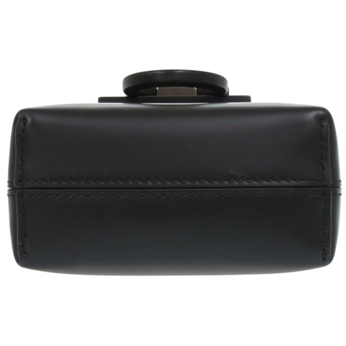 Like New Salvatore Ferragamo Gancini Trifoglio Leather Black Handbag