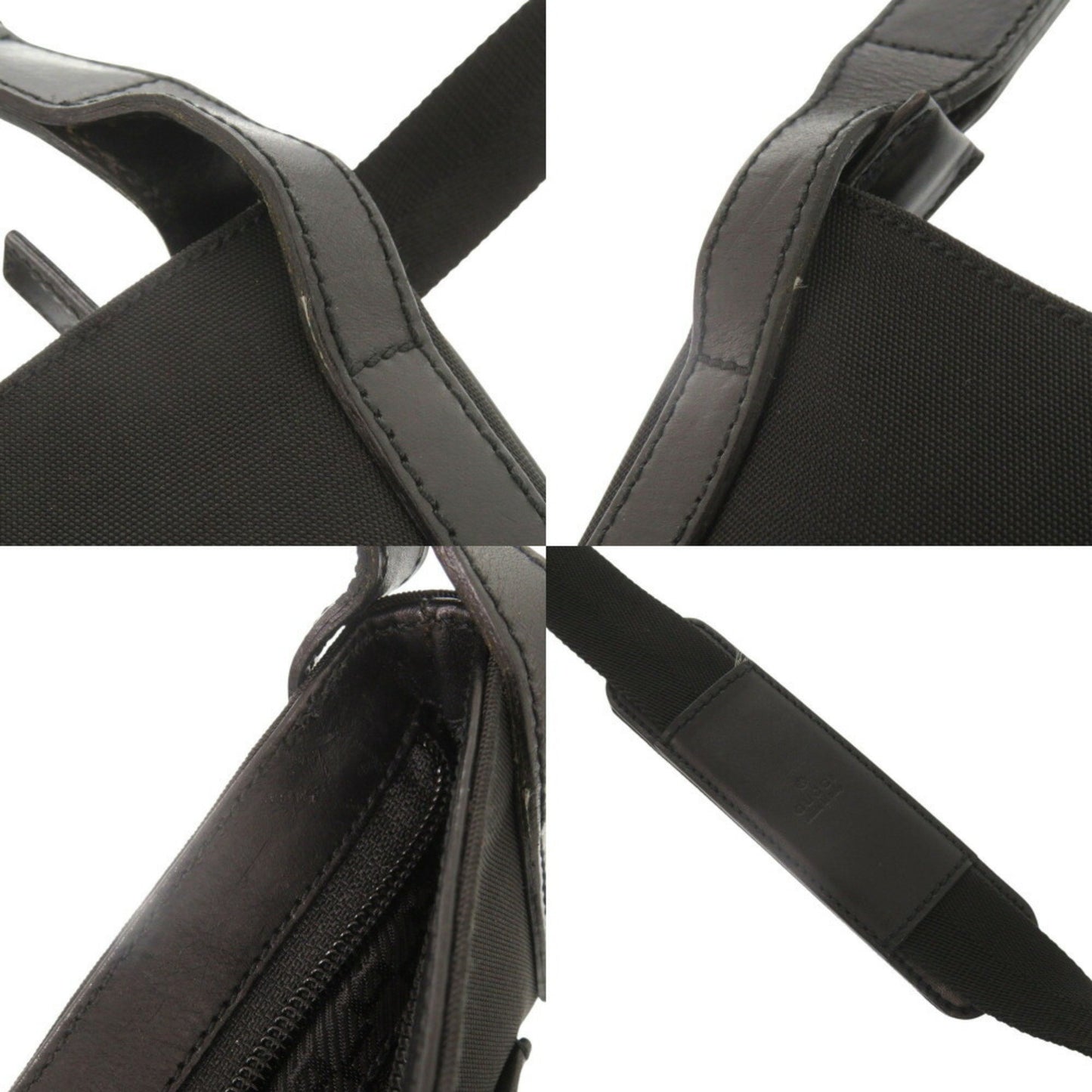 Gucci 122793 Canvas Leather Black Shoulder Bag 0717Gucci