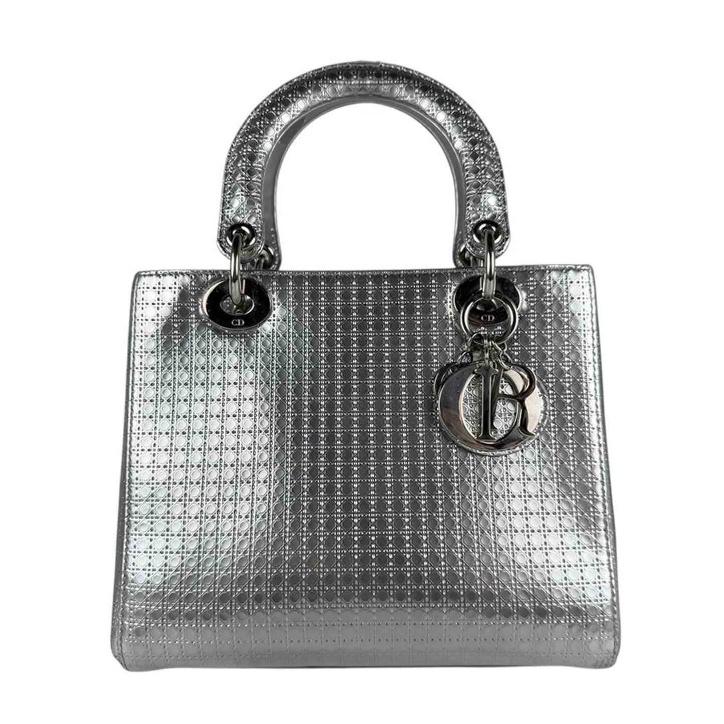 Christian Dior Handbag Shoulder Bag Lady Leather Silver