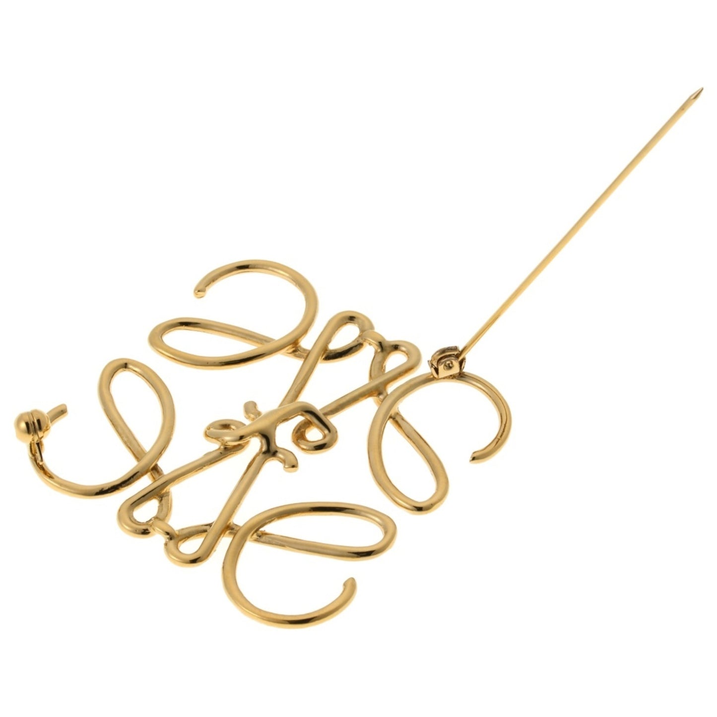 Loewe Anagram Brooch 111.25.020 Metal Gold E-158524