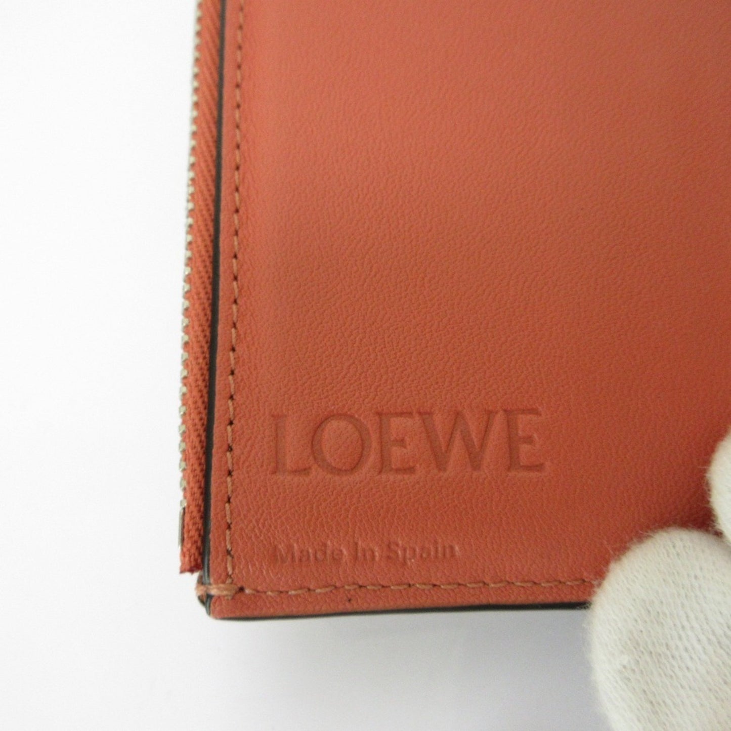 Loewe Small Vertical Leather Compact Wallet Tri-Fold Beige