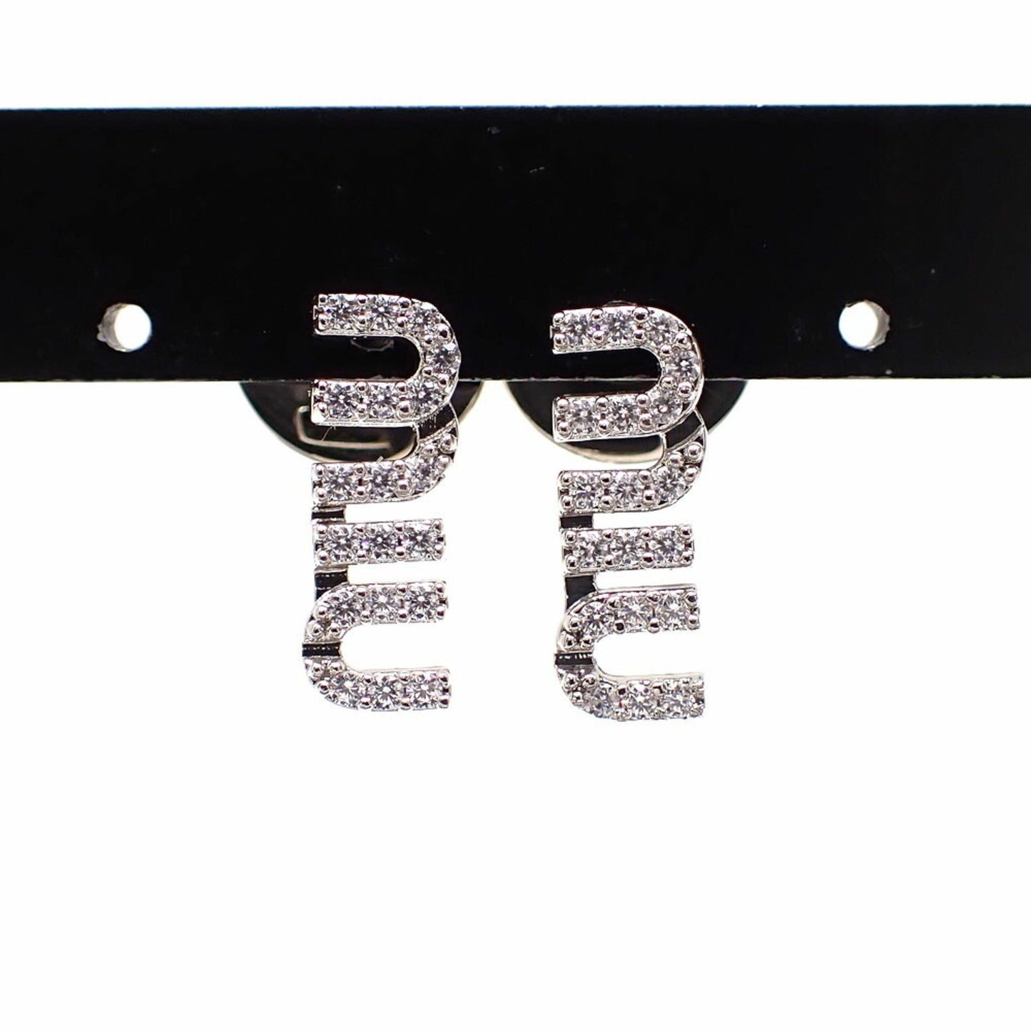 Miu Miu Miu Crystal-Studded Metal Earrings For Women