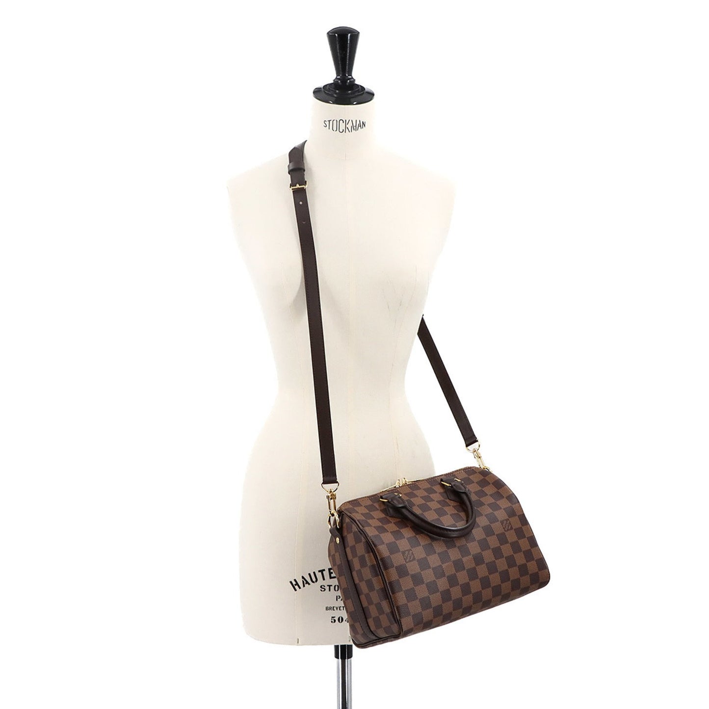 Louis Vuitton Damier Speedy Bandouliere 25 2-Way Ebene Handbag N41368 Rfid