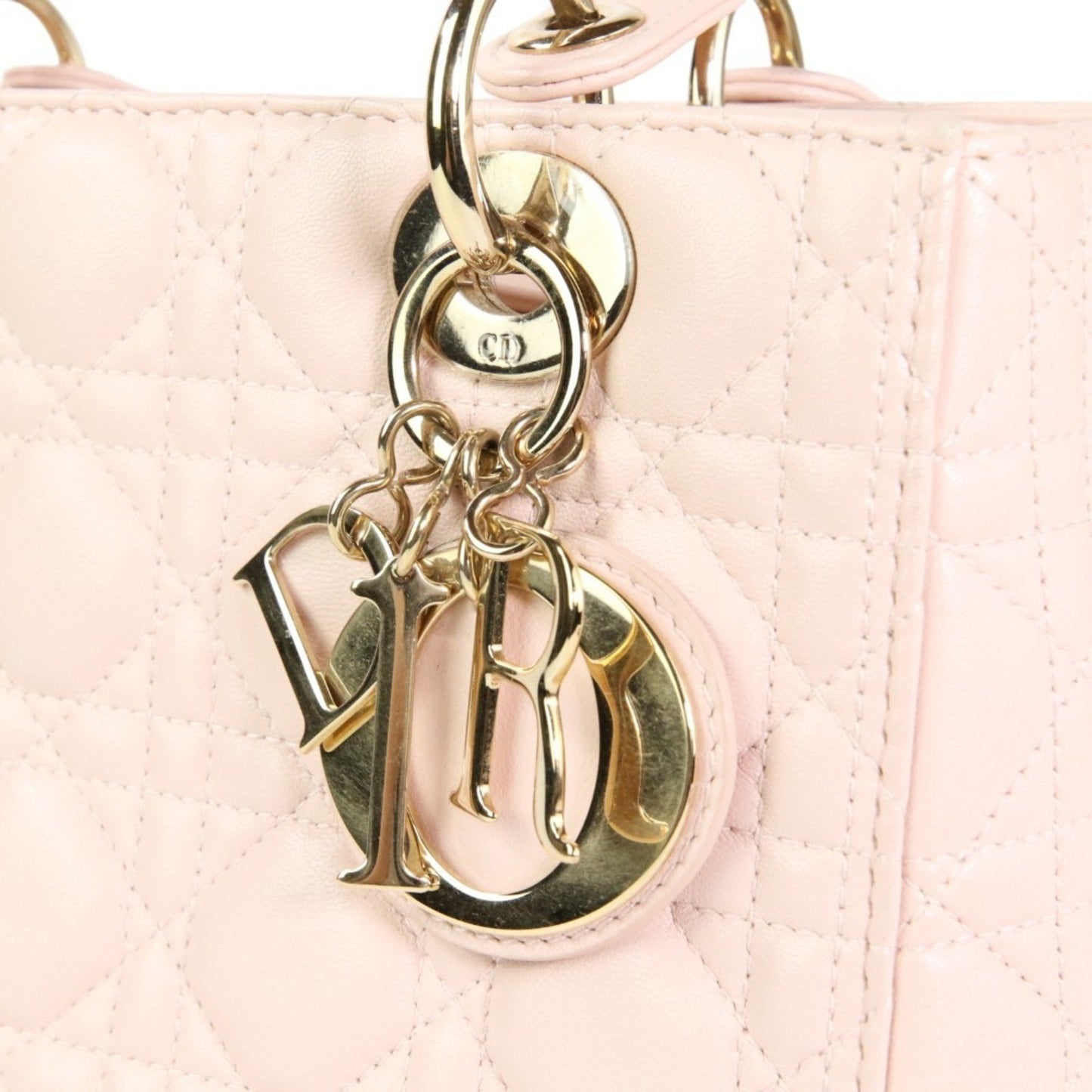 Christian Dior Lady Cannage 2Way Handbag Shoulder Bag Cal44550 Pink